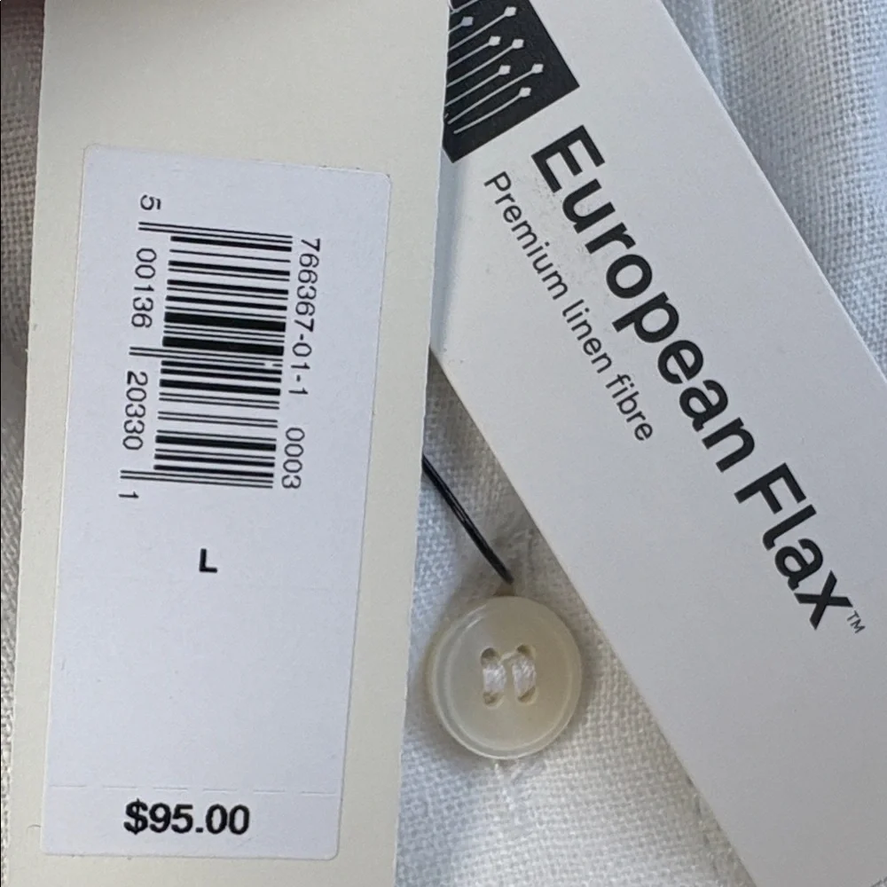 NWT Banana Republic Relaxed Fit White Linen Shirt Sz Large (#766367)